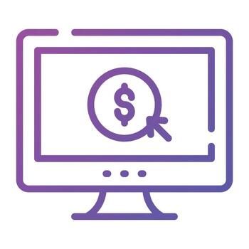 Dollar coin inside with pointing arrow concept vector of pay per click, Ppc design