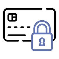 Cajero automático tarjeta con candado, seguro pago concepto icono, crédito tarjeta seguridad vector