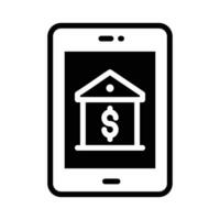 Bank inside mobile denoting concept icon of banking app, ready for premium use vector