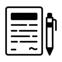 Paper with pen denoting contract icon in trendy style, ready to use vector