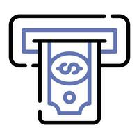 An icon design of instant banking, flat vector of cash dispenser, atm machine