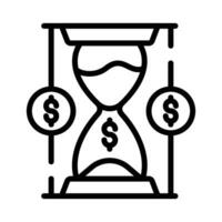 Dollars with hourglass showing concept vector of time is money, premium icon