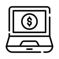 Dollar coin inside laptop screen showing e-banking concept vector