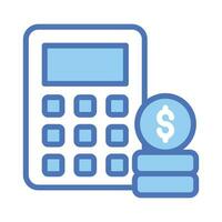 Calculator with coins denoting accounting concept vector, money calculation icon vector