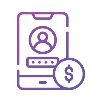 usuario y contraseña dentro móvil con dólar denotando concepto icono de bancario aplicación, Listo para prima utilizar vector