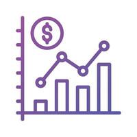 Bar chart and dollar coin representing the analysis and interpretation of financial data, financial data analysis vector