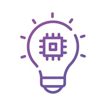 Microchip inside light bulb showing smart solution concept vector