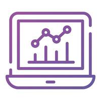 Growth chart inside laptop showing vector design of business chart in modern style