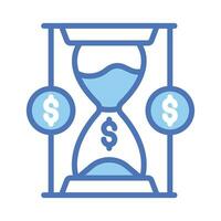 Dollars with hourglass showing concept vector of time is money, premium icon