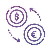 Currency with arrow denoting money exchange vector, currency convertor icon vector