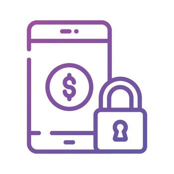 Dollar inside mobile with padlock denoting secure payment concept vector