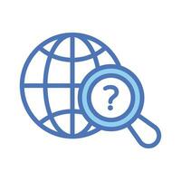 Globe with magnifying glass, trendy icon of global search, international search vector