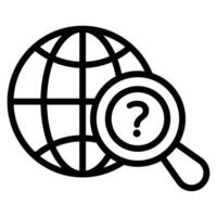 Globe with magnifying glass, trendy icon of global search, international search vector