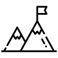 bandera en parte superior de montaña, concepto icono de misión en de moda estilo vector
