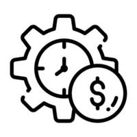 Dollar coin with cogwheel showing concept vector of money management