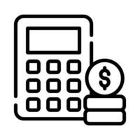 Calculator with coins denoting accounting concept vector, money calculation icon vector