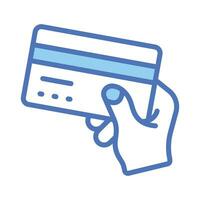 Hand holding credit card denoting concept of card payment icon, ready to use vector