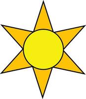 Decorative Illustrated Yellow or Bright Sun Illustration Element. vector