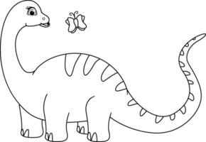 Coloring page. Enchanting Encounter. Dinosaur and Butterfly vector