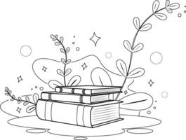 Coloring page. A Vector Illustration of Books