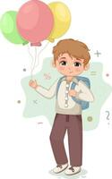 Schoolboy with Air Balloons and a School Bag vector