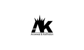 Initial letter ak logotype with swoosh design for company and business logo. vector