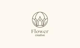 Luxury fashion flower logo abstract linear style. vector