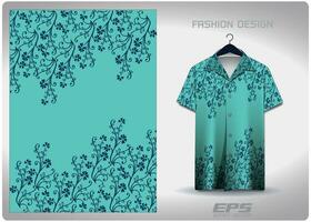 Vector hawaiian shirt background image.Mint green treetops and vines pattern design, illustration, textile background for hawaiian shirt,jersey hawaiian shirt