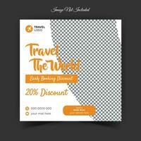 Travel agency social media post template design vector