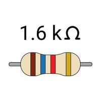 1K6 Ohm Resistor. Four Band Resistor vector