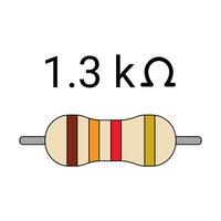 1K3 Ohm Resistor. Four Band Resistor vector