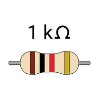1K Ohm Resistor. Four Band Resistor vector