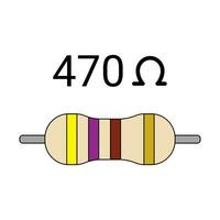 470 Ohm Resistor. Four Band Resistor vector