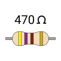 470 Ohm Resistor. Four Band Resistor vector