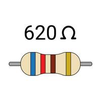 620 ohm resistor. cuatro banda resistor vector