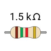 1K5 Ohm Resistor. Four Band Resistor vector