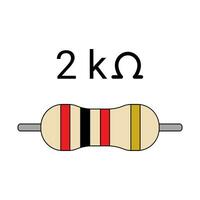 2K Ohm Resistor. Four Band Resistor vector