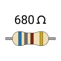 680 Ohm Resistor. Four Band Resistor vector