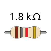 1K8 Ohm Resistor. Four Band Resistor vector