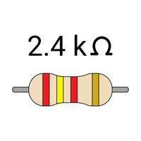 2K4 Ohm Resistor. Four Band Resistor vector