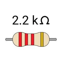 2K2 Ohm Resistor. Four Band Resistor vector