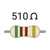 510 Ohm Resistor. Four Band Resistor vector