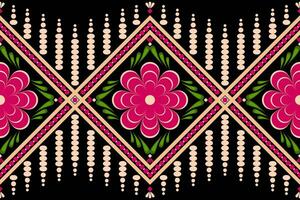 ethnic geometric seamless pattern. Geometric black background. Design for fabric, clothes, decorative paper, wrapping, embroidery, illustration, vector, floral pattern vector