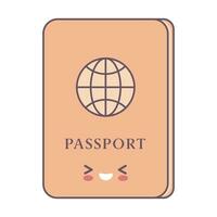 Passport in style kawaii. Flat cartoon colorful vector illustration.