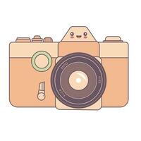 Camera in style kawaii. Flat cartoon colorful vector illustration.