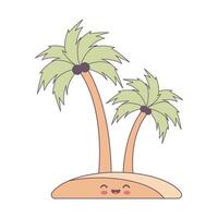 Palm tree in style kawaii. Flat cartoon colorful vector illustration.