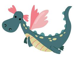 Cute hand drawn dragon. White background, isolate. vector