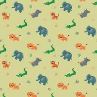 Seamless pattern with safari animals. Design for fabric, textile, wallpaper, packaging. vector