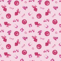 Pink doll seamless pattern. Design for fabric, textile, wallpaper, packaging. vector