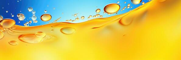 Closeup of bubbling oil with oil drops photo